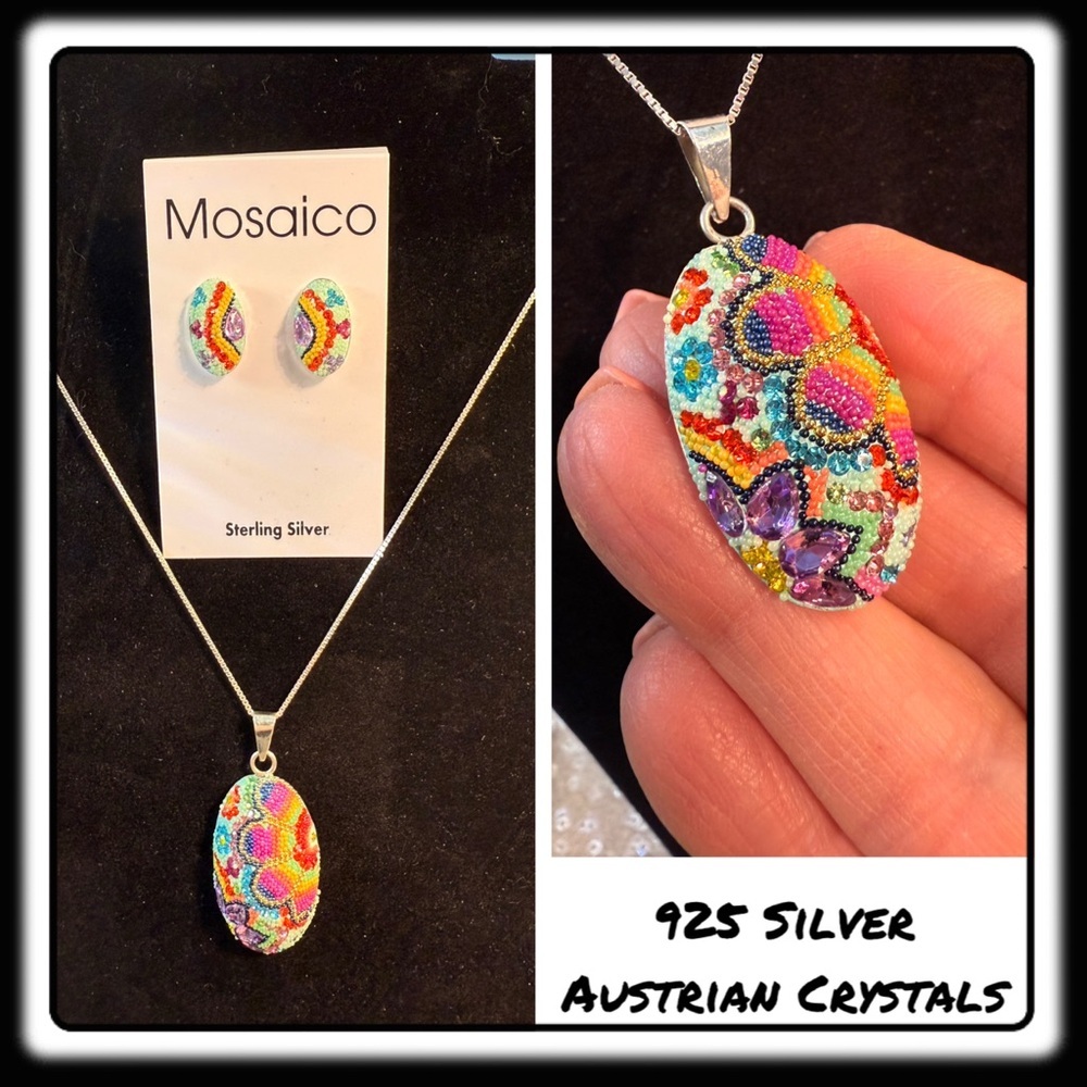 Nwt Mosaico Austrian Crystal Necklace & Earrings New Line!